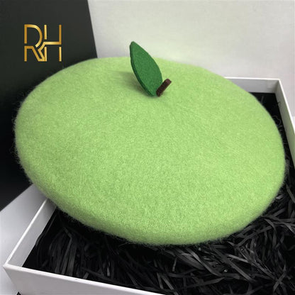 Kawaii Green Wool Fruit Beret Hat