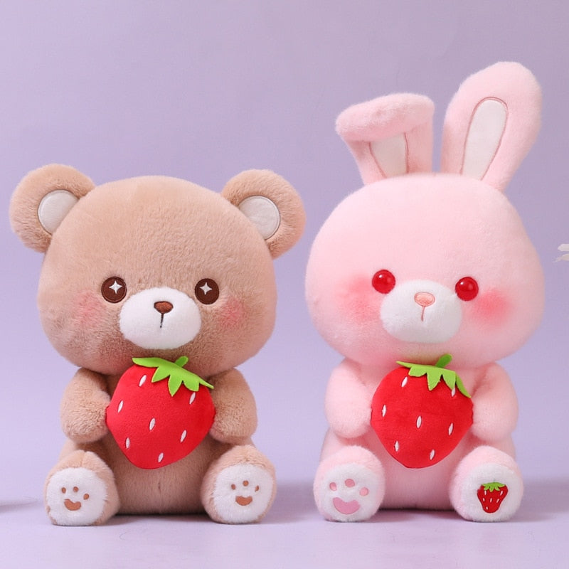 Kawaii Strawberry Bear and Bunny Plushies