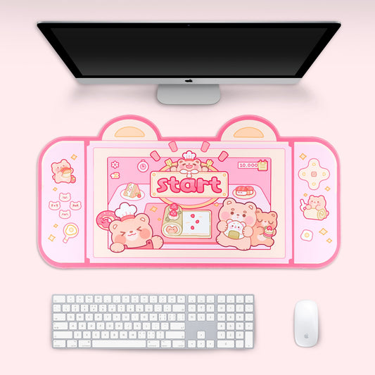 Kawaii Pink Bear Desk Pad