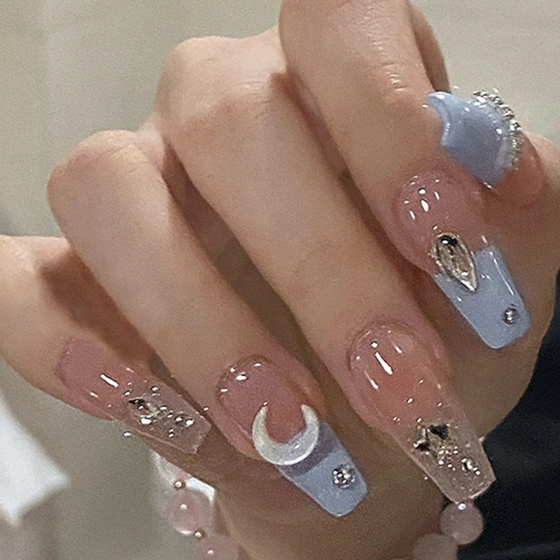 Kawaii Moon & Gems Press On Nails