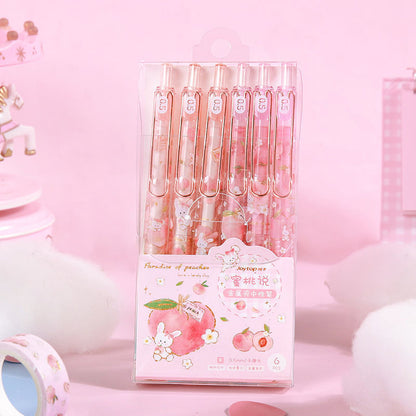Kawaii Sakura Peach Bunny Pens Set