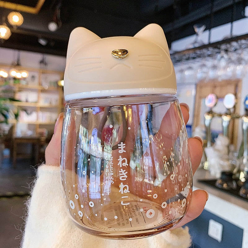 Kawaii Tan Cat Glass Bottle