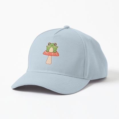 Kawaii Light Blue Mushroom Frog Hat