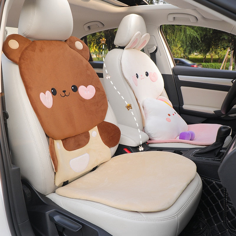 Kawaii Bear and Bunny Car Seat Covers