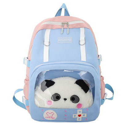 Kawaii Pastel Purple and Pink Game Design Plushie Backpack With Panda Plushie
