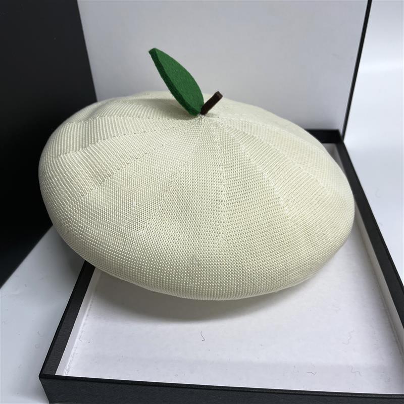 Kawaii White Knit Fruit Beret Hat