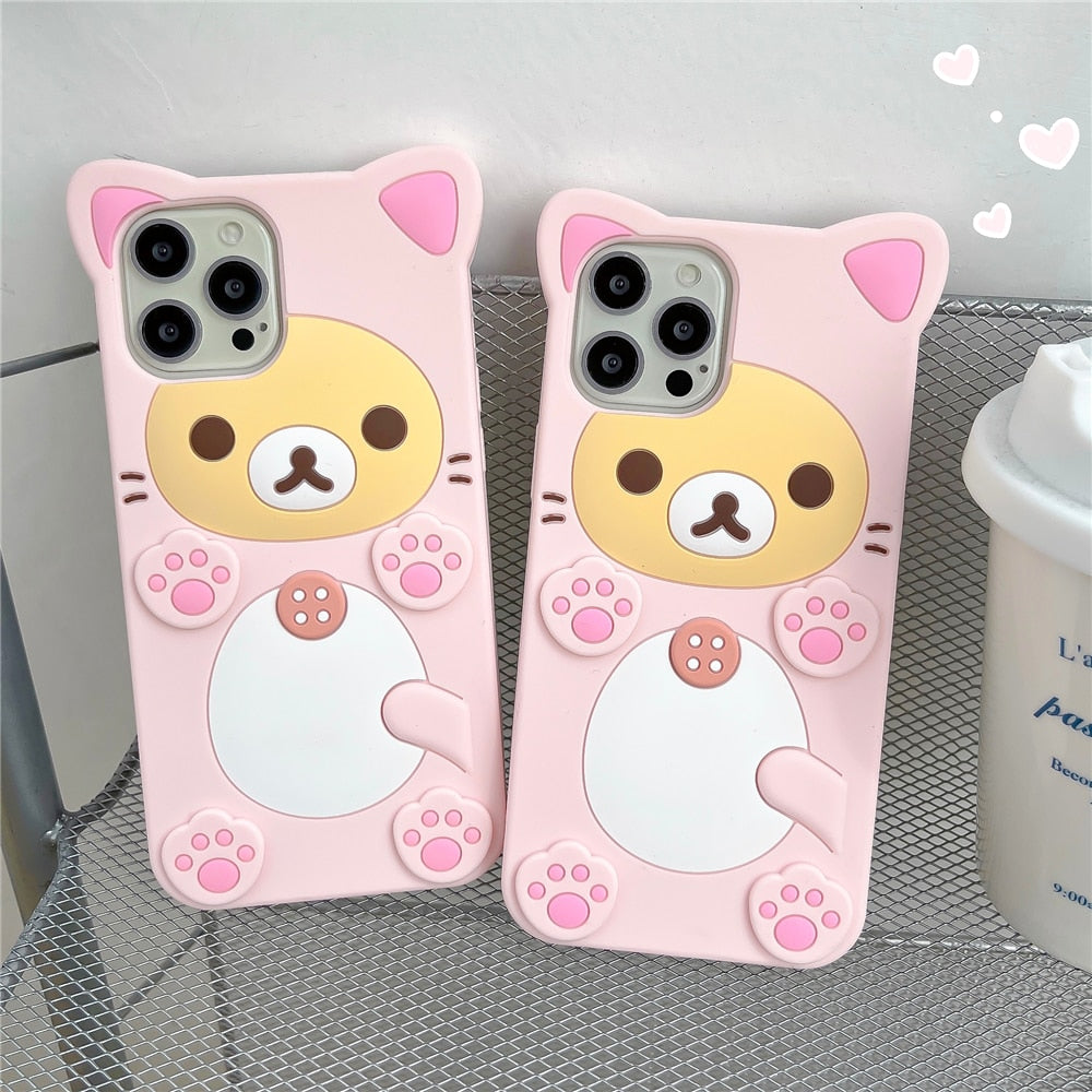 Kawaii PInk Bear Cat iPhone Cases