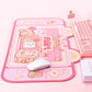 Kawaii Pink Bear Desk Pad With Mouse