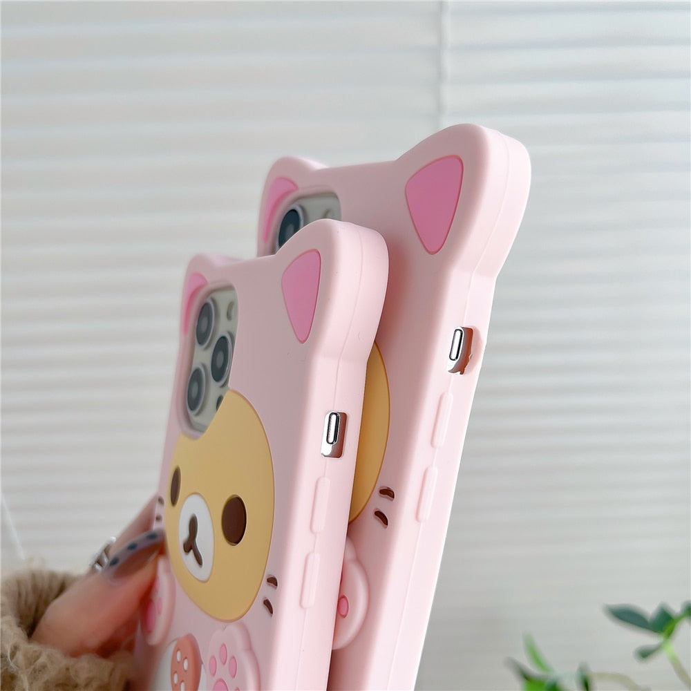 Side View of Kawaii Bear Cat iPhone Cases