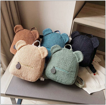 Kawaii Small Fuzzy Bear Backpacks