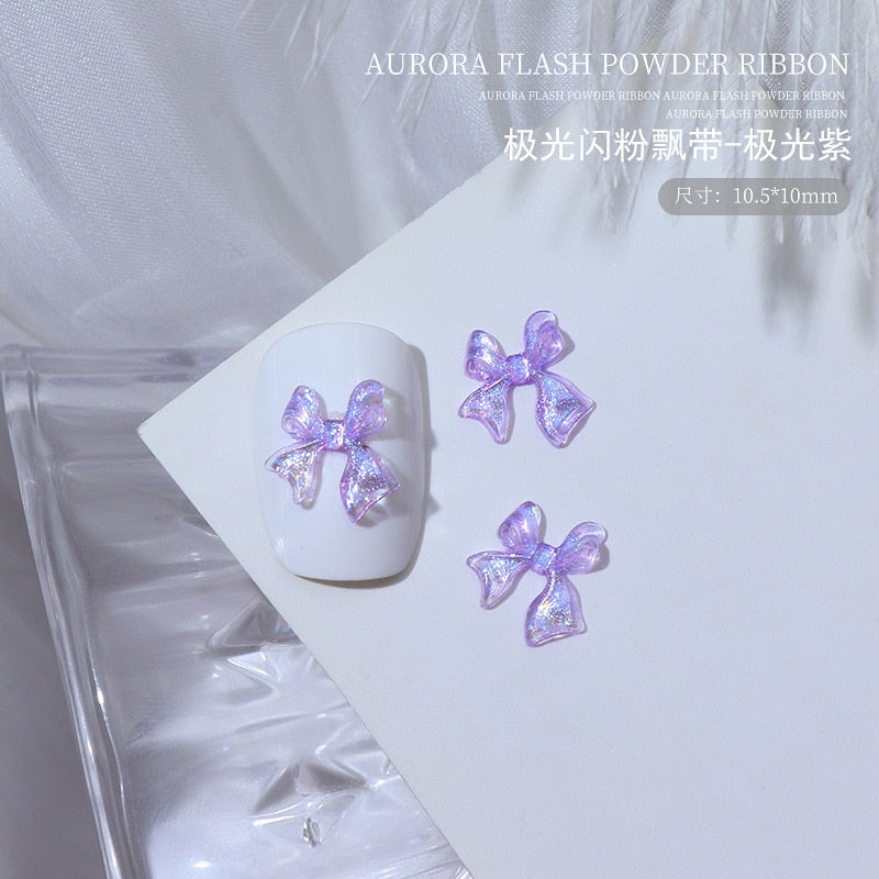 Kawaii Purple Bows Shiny Pastel Nail Charms