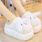 Kawaii White Thick Heel Puppy Slippersa