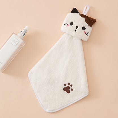 Kawaii White Cat Hand Towel