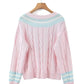 Back View of Kawaii Pink V Neck Sweater