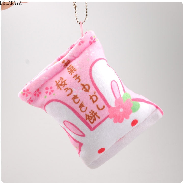 Back View of Bunny Plushies Pudding Bag Key Chain