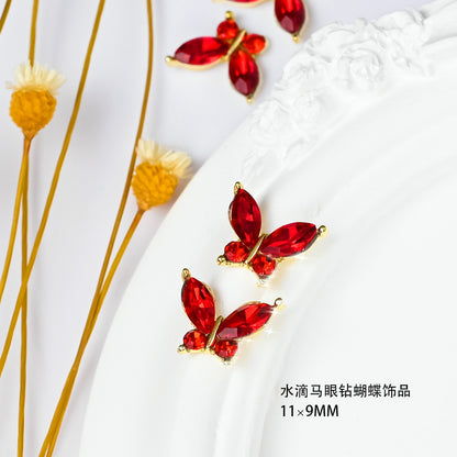 Kawaii Red Butterfly Nail Charms