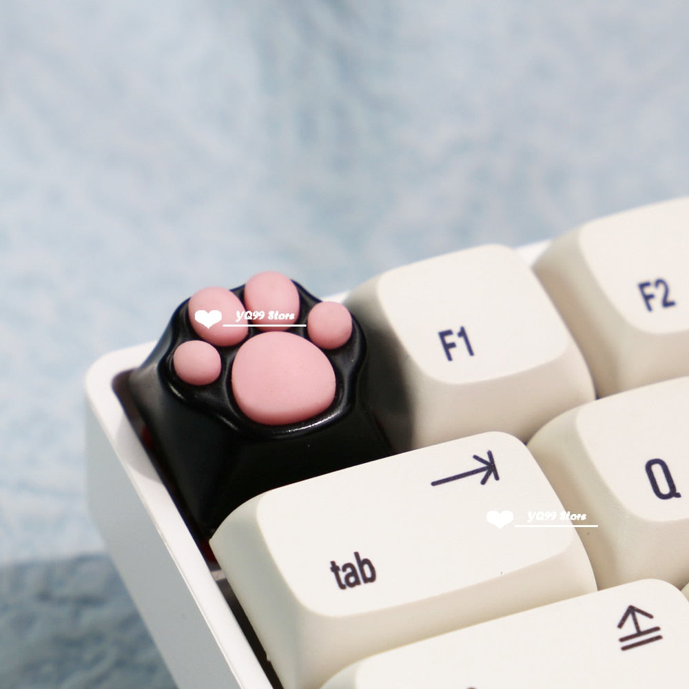 Kawaii Black and Pink Cat Paw Key Cap