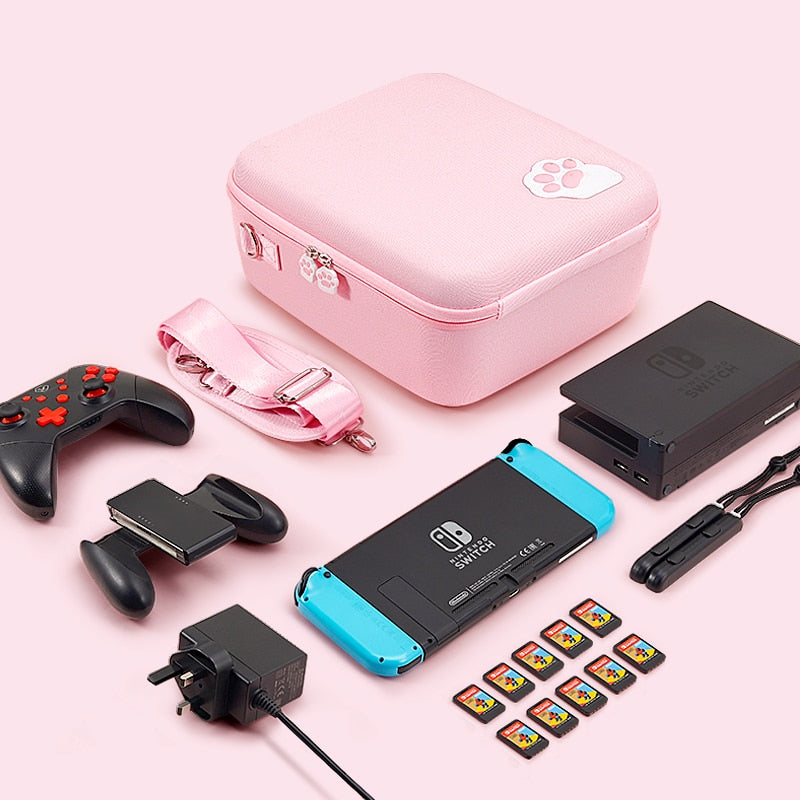 Kawaii Pink Cat Paw Gaming Suitcase