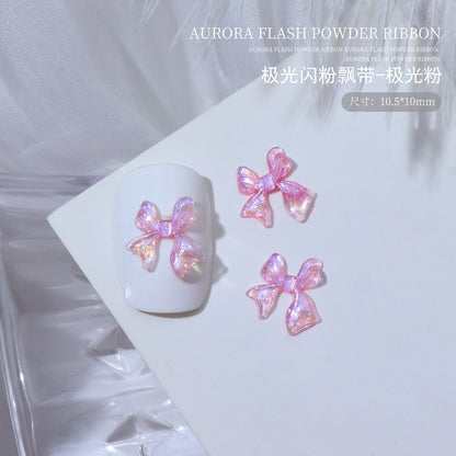 Kawaii Pink Bows Shiny Pastel Nail Charms