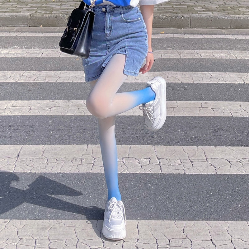 Kawaii Blue Color Gradient Pantyhose