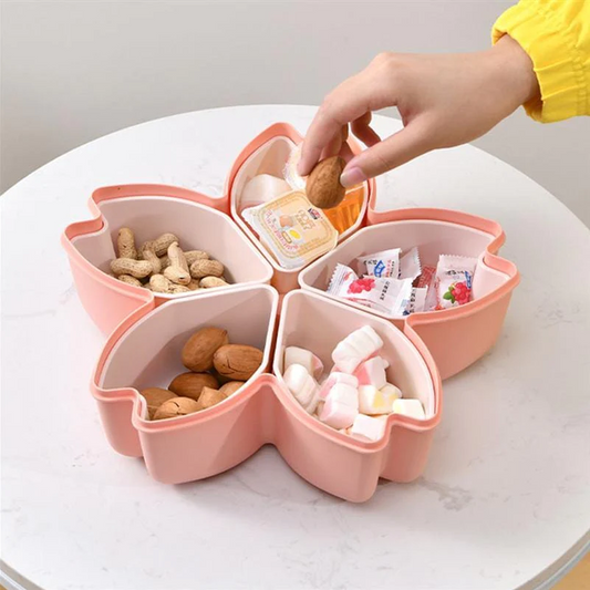 Kawaii Cherry Blossom Snack Tray with Snacks in it