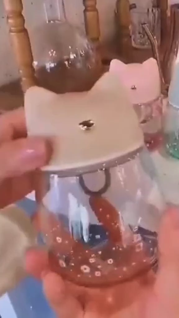 Kawaii Cat Glass Bottle Video