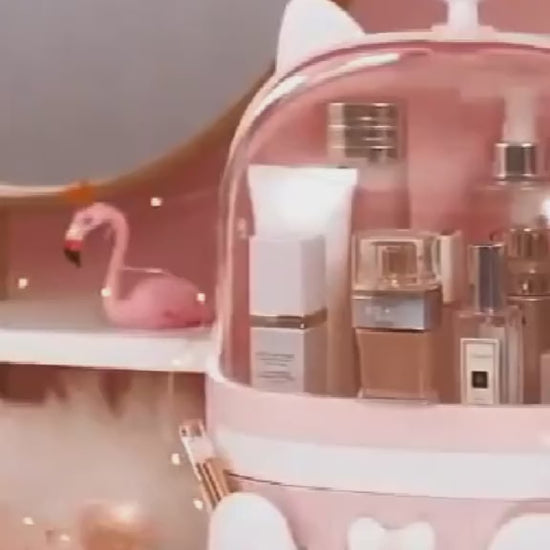 Kawaii Cat Makeup Storage Box Video