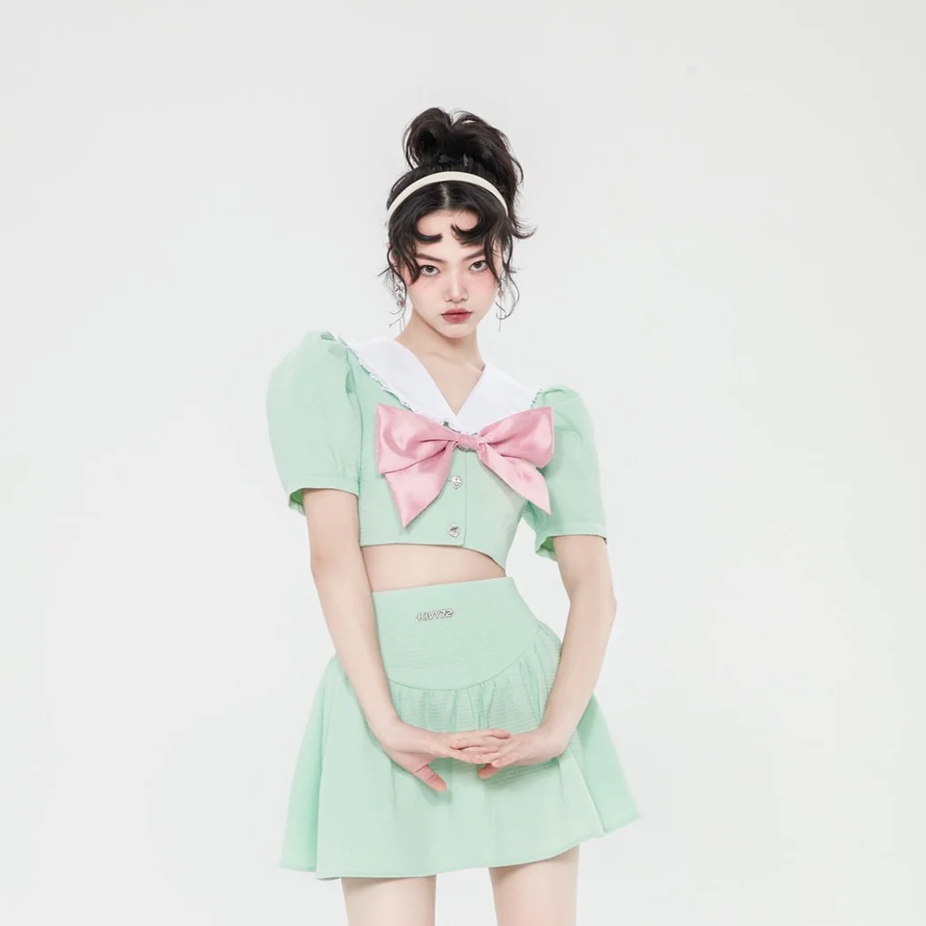 Kawaii Pastel Green Japanese School Outfit