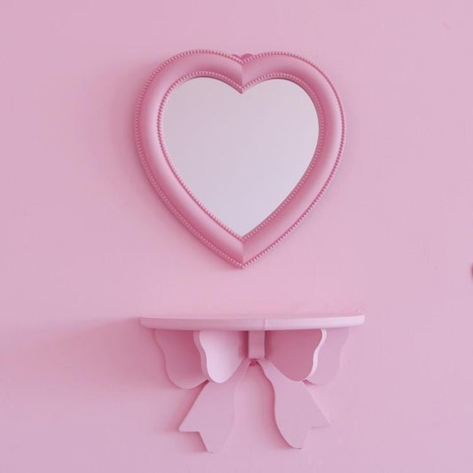 Kawaii Pink Heart Mirror On a Pink Wall