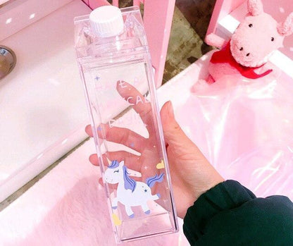 Cute Unicorn Transparent Water Bottle