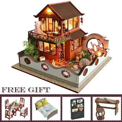 Chinese Villa Dollhouse Kit With Furniture