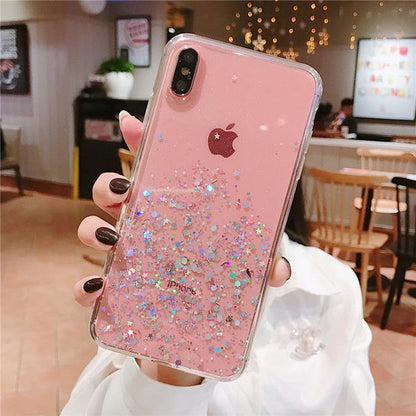 Pink Kawaii Glitter Stars Phone Case