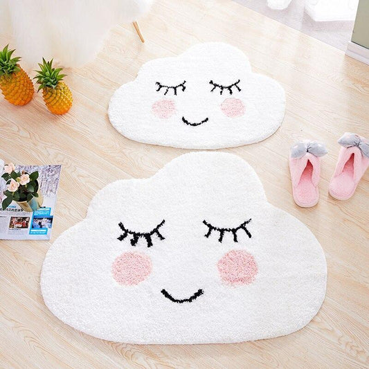 Kawaii Smiling Clouds Floor Mats in Two Different Sizes