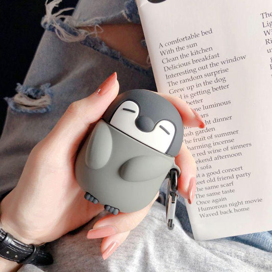 Kawaii Grey Penguin Air Pods Case