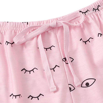 Pink Short Closeup of Kawaii "Let Me Sleep" Pajamas