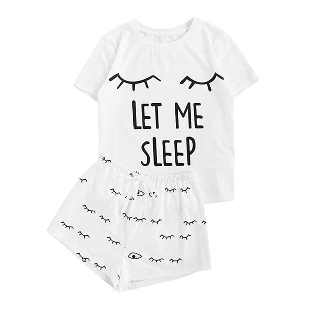 Kawaii "Let Me Sleep" Pajamas in White