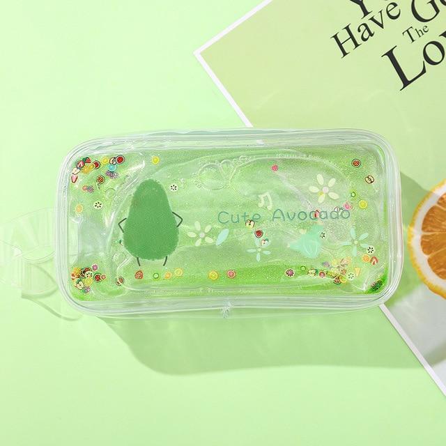Kawaii Avocado Transparent Pencil Case