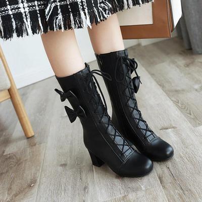 Black Sweet Lolita Lace-Up Boots