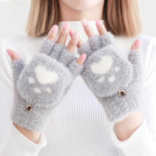 Grey Kawaii Animal Paw Gloves