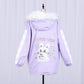 Back View of Kawaii Bunny Cake Hoodie Coat in Lavender