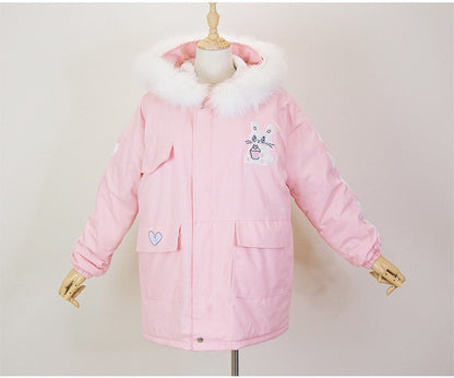 Kawaii Bunny Cake Hoodie Coat in Pink