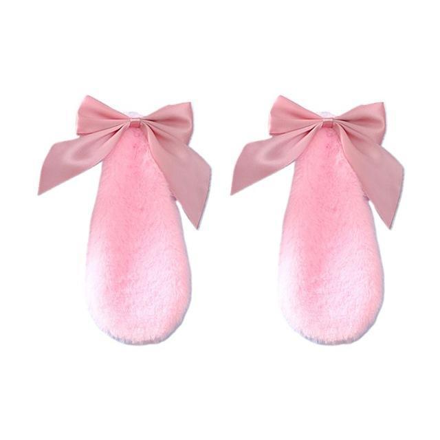 Kawaii Pink Bunny Ears Hair Clips With Pink Bows