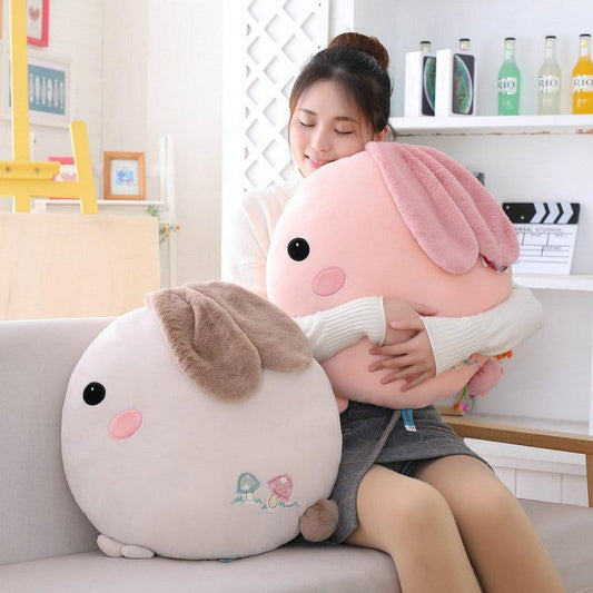 Kawaii Pink and White Round Rabbit Pillow Plushies