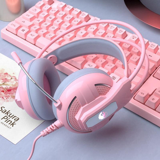 Kawaii Pink Gaming Headphones With Microphone