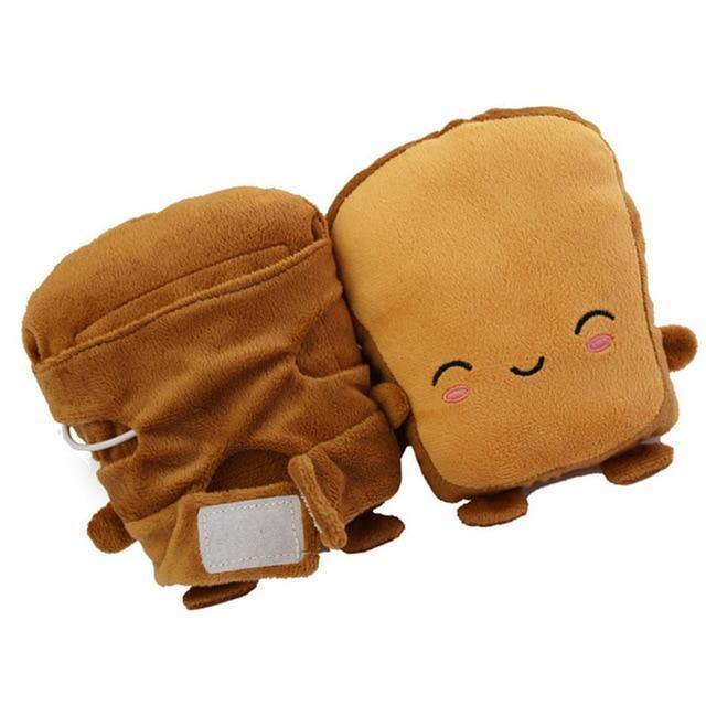 toasties handschuhe Usb Warmer Heated Gloves Fingerless Cute Panda Toast Shape Winter Gloves