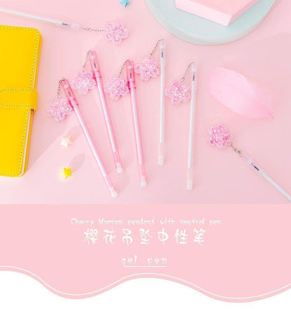 Kawaii Cherry Blossom Quicksand Gel Pens