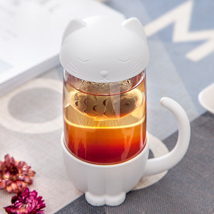 Kawaii Cat Cup Tea Infuser in White