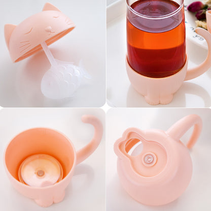 Kawaii Cat Cup Tea Infuser in Pink