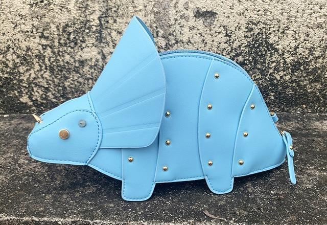 Kawaii Triceratops Purse in Blue