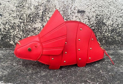 Kawaii Red Triceratops Purse